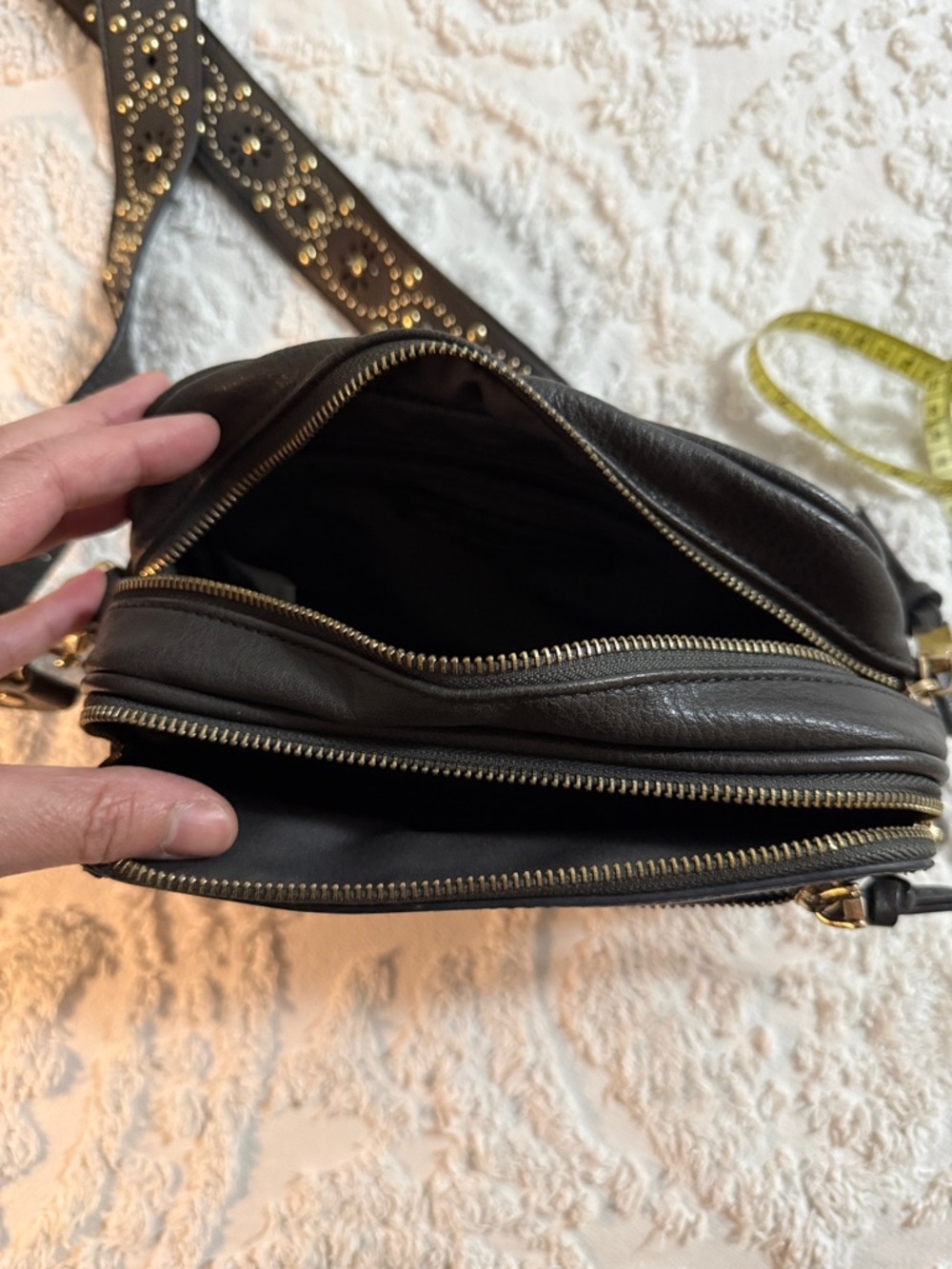 Free People - Black Crossbody Bag with Studded removable Strap - Picture 4 of 7